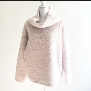 Pink Cowl Neck Sherpa Sweatshirt